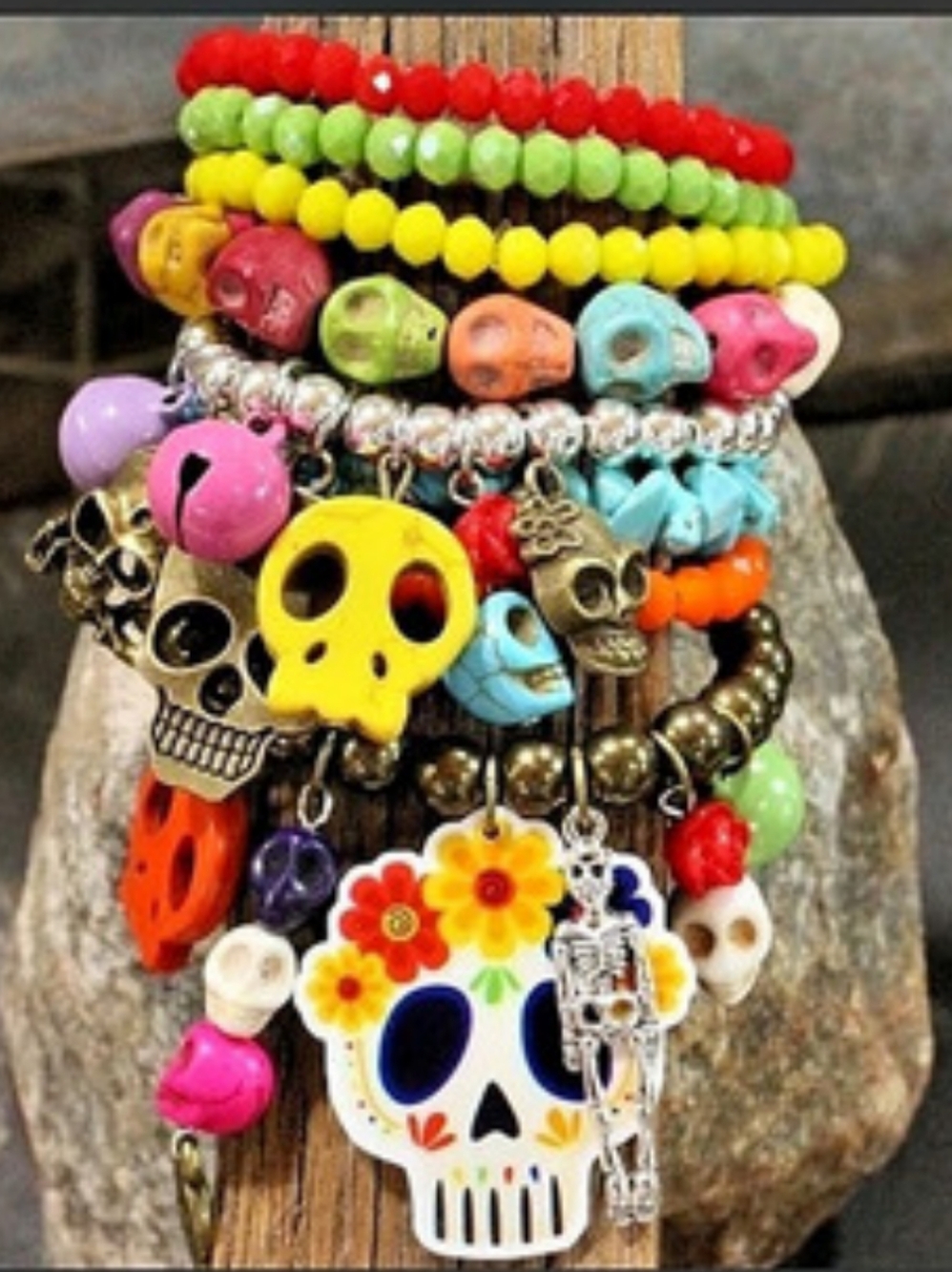 🎃 NEW Spooky Fun Charm'd Bracelet Set, Skulls, Halloween Fun